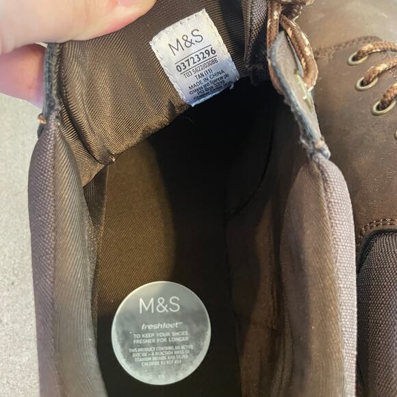 Marks & Spencer M&S brown leather lace up trainers casual boots mens 11 NEW - Picture 7 of 10